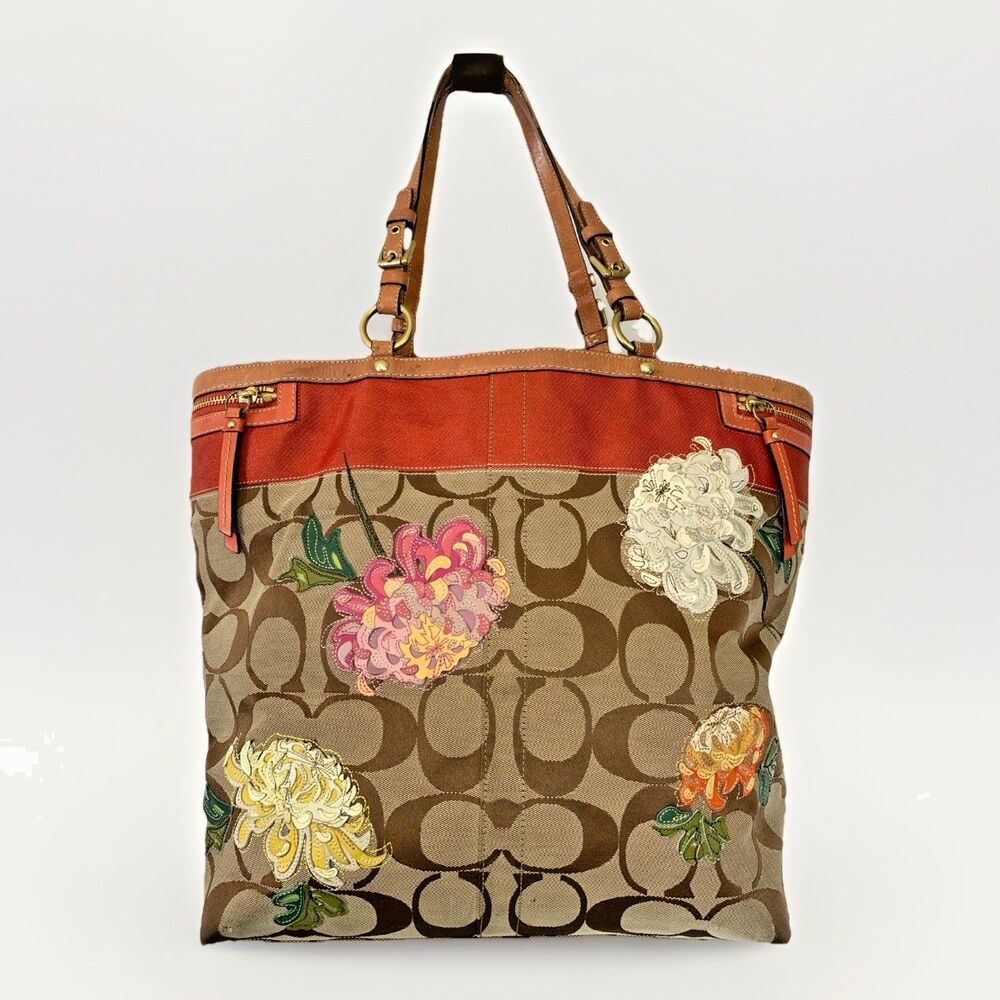 Coach Limited Edition Signature C Floral Embellished Extra Large Tote Bag 12212
